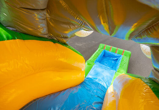 Inflatable multiplay groot springkussen met glijbaan in jungle thema te koop voor kinderen