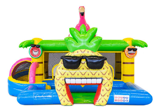 Opblaasbaar springkussen in Flamingo thema bestellen voor kinderen. Kopen springkussens online bij JB Inflatables Nederland 