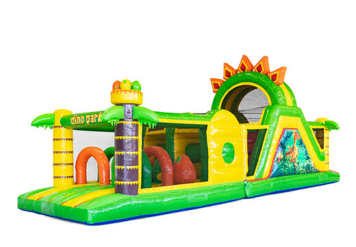 Koop 13 meter lange opblaasbare Dino stormbaan voor kinderen. Bestel springkussens met stormbanen nu online bij JB Inflatables Nederland
