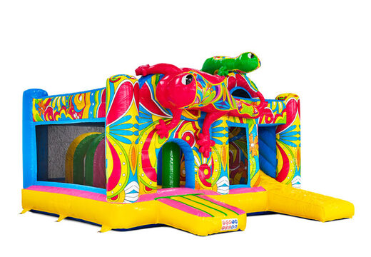 Zijkant van multiplay Ibiza roze groen salamanders