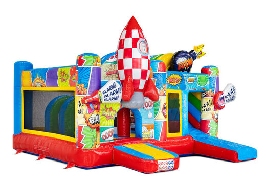 Rood blauw geel raket bommetje comic thema multiplay