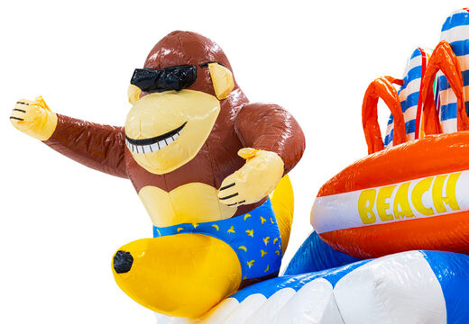 3D figuur op springkussen Dubbelslide aap met banaan thema beach