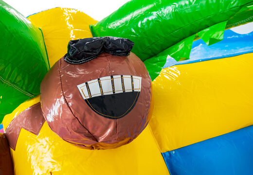 3D figuur op springkussen Dubbelslide lachende kokosnoot thema Hawaii Flamingo