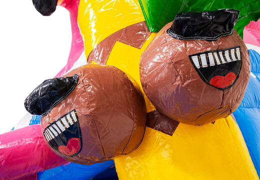 3D figuur op springkussen Dubbelslide lachende kokosnoten thema hawaii flamingo