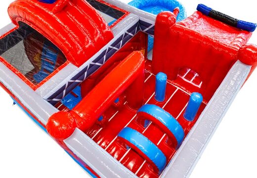 Binnenkant springkussen met bogen, pilaren en stootzakken te koop bij JB