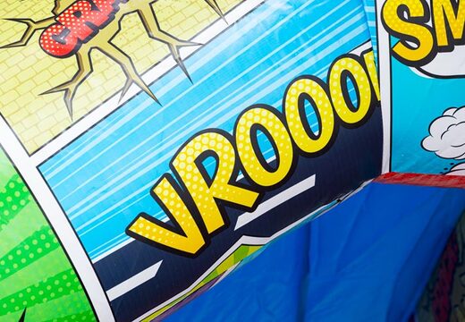 Opvallend Comic thema luchtkussen A-frame springkussen te koop bij JB Inflatables