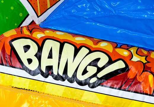 Comic stijl A-frame Super Comic springkussen luchtkussen voor kinderen, nu verkrijgbaar bij JB Inflatables